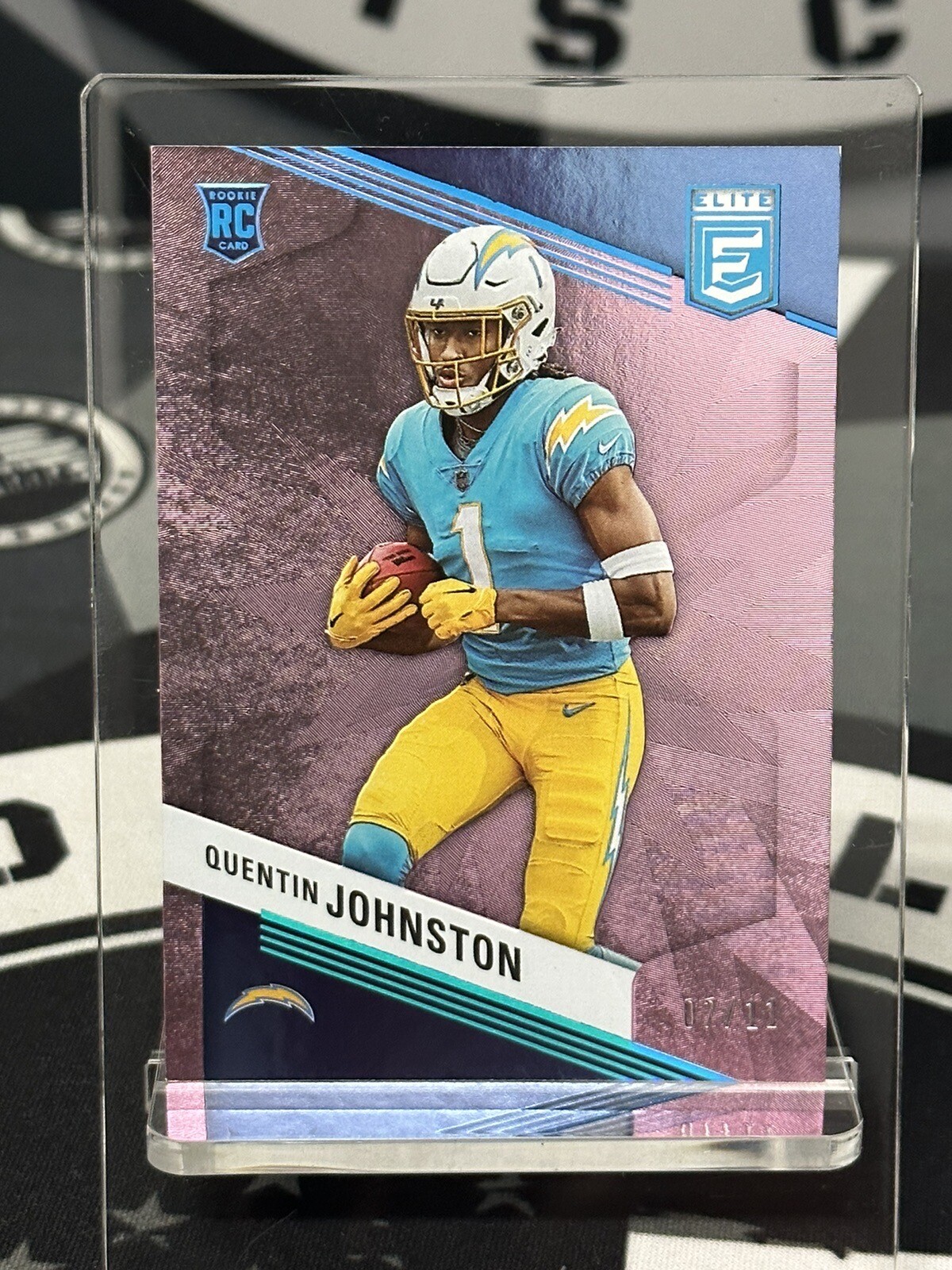 2023 Donruss Elite Quentin Johnston Pink Parallel #7/11 Chargers FOTL Insert