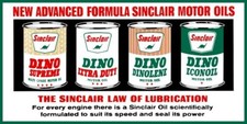 Sinclair Dino Motor Oil Cans NEW Sign: 12x24" USA STEEL XL- 3 LBS