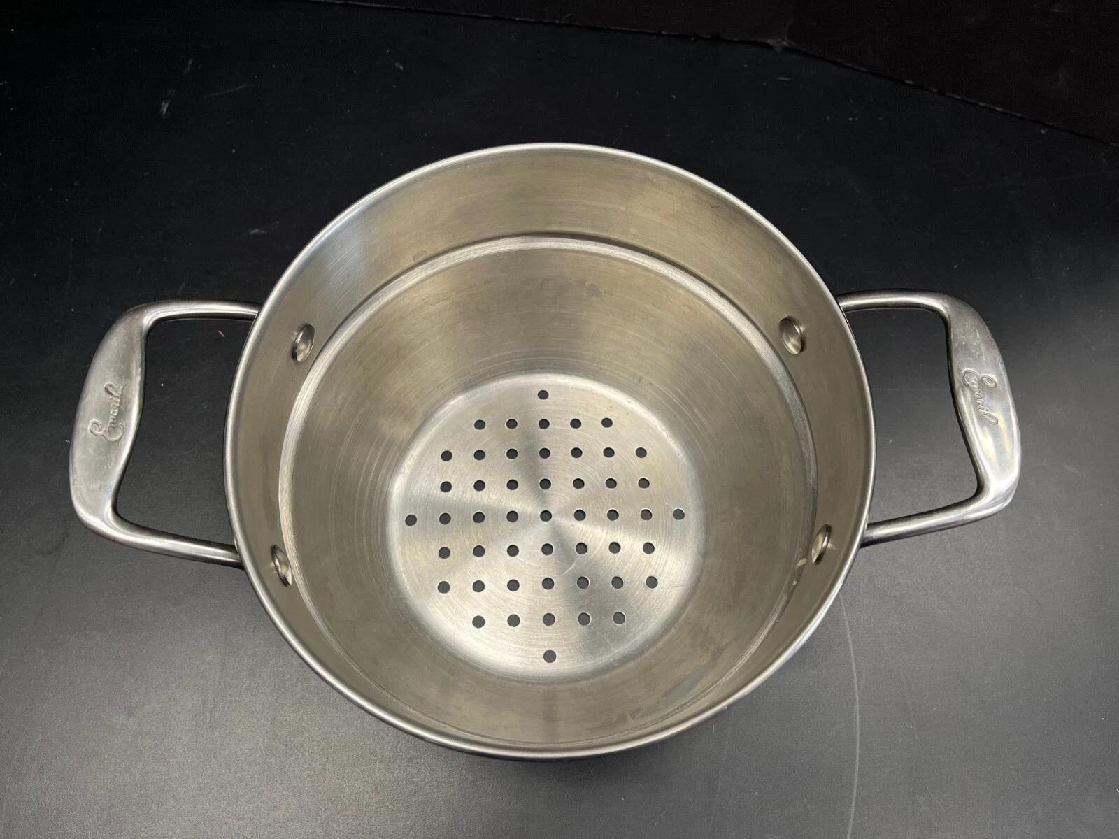 Emeril Stainless Strainer Steamer Pot Pan Insert Colander Double Handle 8 inch
