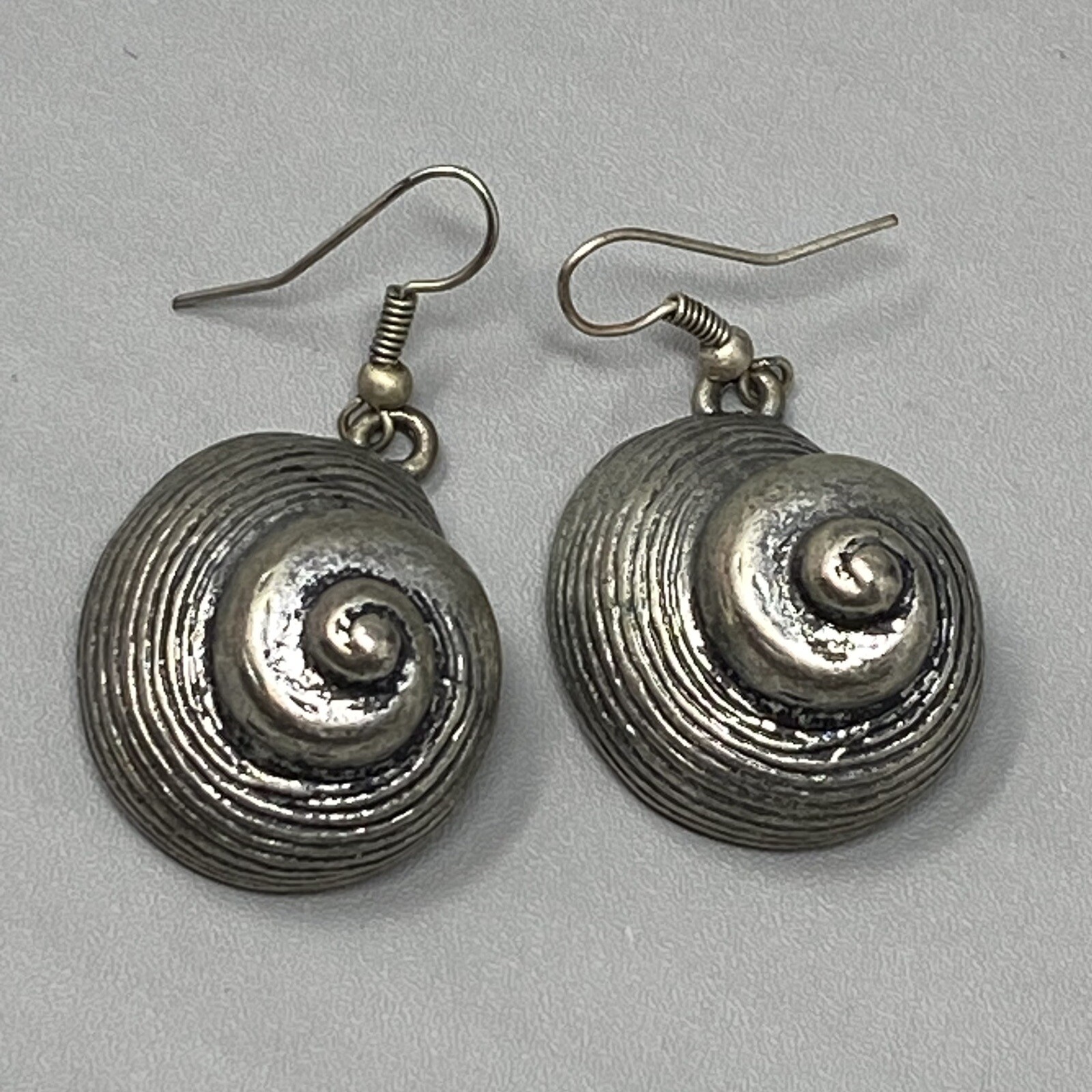 Dangle Drop Earrings Shell Shaped Dome Dimensiona… - image 1