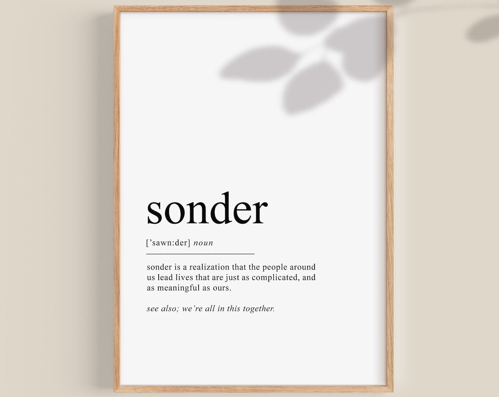 Sonder Definition Print Motivational Quotes Ispirational Office Wall Art