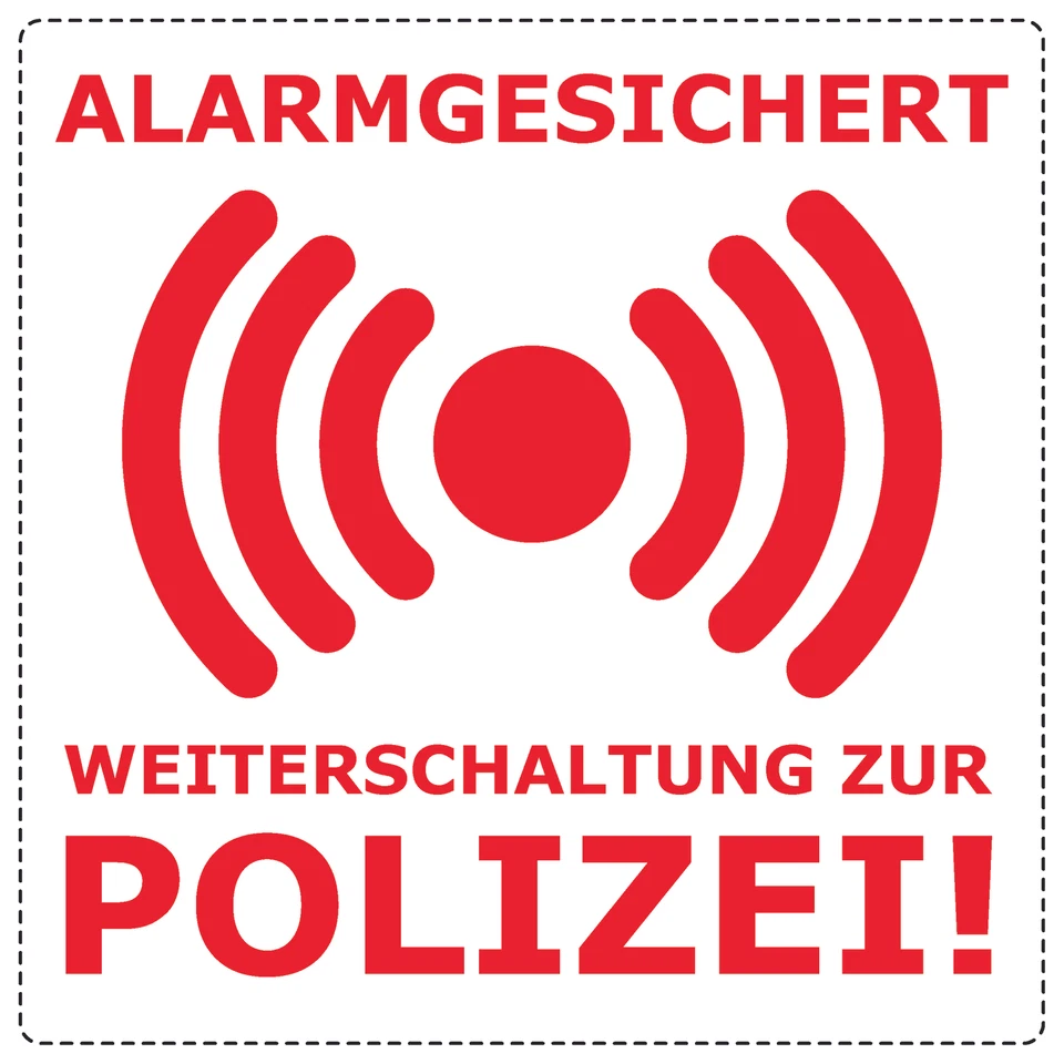 LABELOCEAN 5x Alarm gesichert, Alarmanlage, Überwacht Aufkleber 5x5 cm, Weiß/Rot 1000-5x5
