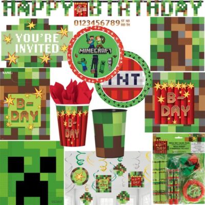 Minecraft Gaming Party Kindergeburtstag Deko TNT Pixel Computerspiel Dekoration