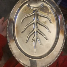 Vintage Silver Plated Footed Turkey Platter Meat Serving Tray