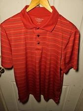 Mens Croft And Barrow Performance Cool And Dri Large Striped Short Sleeve Polo