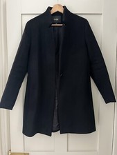 Maje Black Wool Crombie Style Coat Size 40