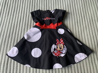 Disney Parks Minnie Mouse Dress Size XS Girls Black/white Red Bow | eBay