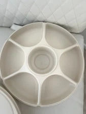 Vintage Tupperware Appetizer Tray With Lid, Veggie And Chips And Dip Tray