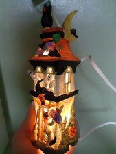 Vintage Halloween Lighted Porcelain Haunted House Decoration Ghosts Witch more
