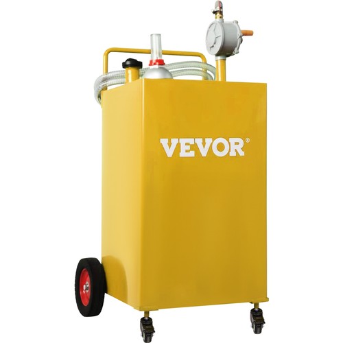 VEVOR Fuel Caddy Fuel Storage Tank 35 Gallon 4 Wheels with Manuel Pump