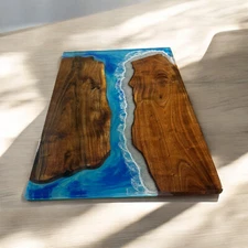 Rectangle Epoxy Resin Dining Table Countertop Live Edge Wood Bedromm Furniture