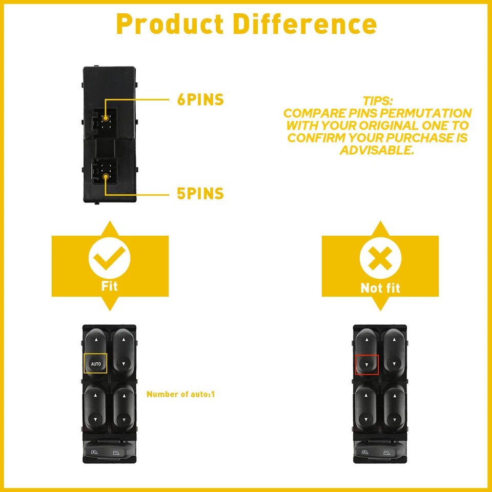 Interruptor de control maestro de ventana eléctrica del lado izquierdo del conductor para Ford Explorer 2002 2003 Foto 3 de 4