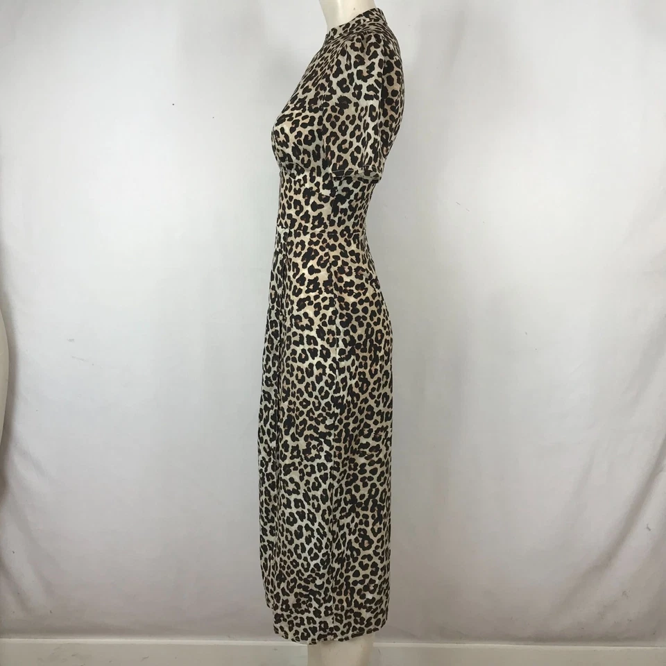 ASOS DESIGN - WOMEN'S 32 - TAN ANIMAL PRINT SHORT SLEEVE PENCIL DRESS - Image 2 of 4