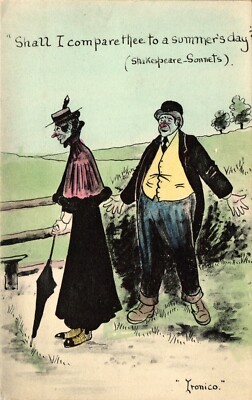 Vintage Humor Ironico Postcard Shall I compare thee to a Summer's Day Shakespear