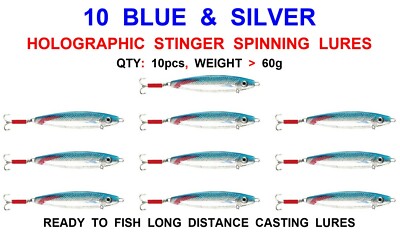 10 BLAUE STINGER KÖDER 60g WILD GROB MEERESANGELN SPINNER HECHT BARSCH MAKREREL