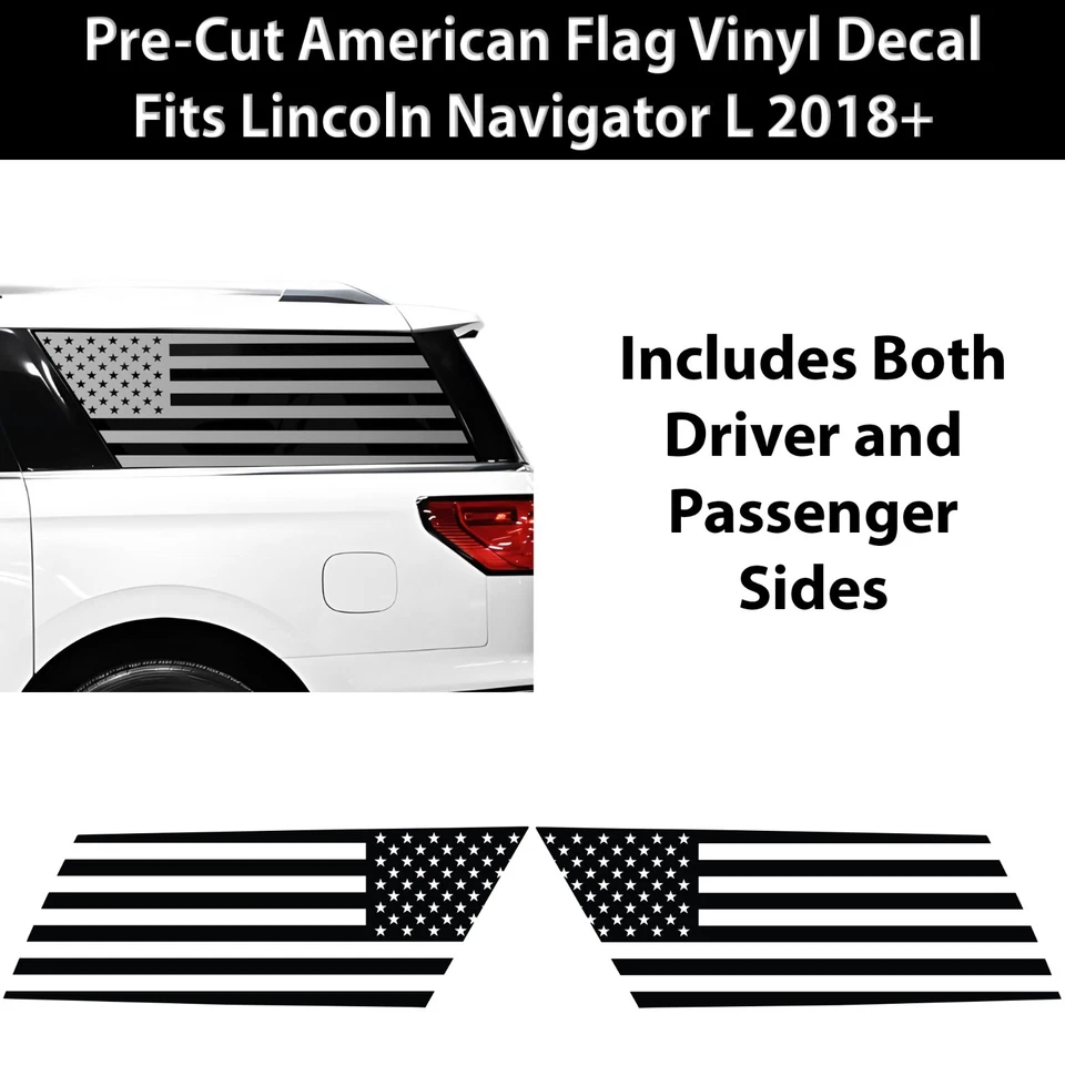 Se adapta a Lincoln Navigator L 2018+ Cuarto Ventana Bandera Americana Calcomanía Adhesiva Foto 2 de 4