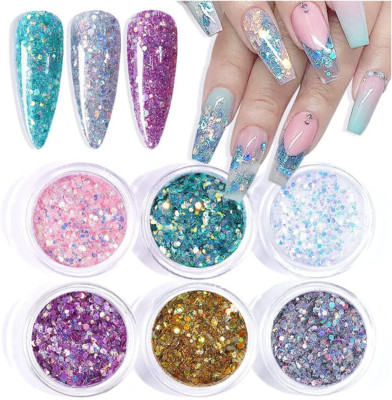 Polvo Acrilico Para Uñas Accesorios Decoracion Cosas De Uñas Acrilicas 6Pcs