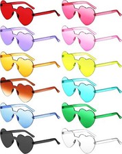 12 Pair Heart Shaped Sunglasses Colorful Rimless Glasses Basic Colors