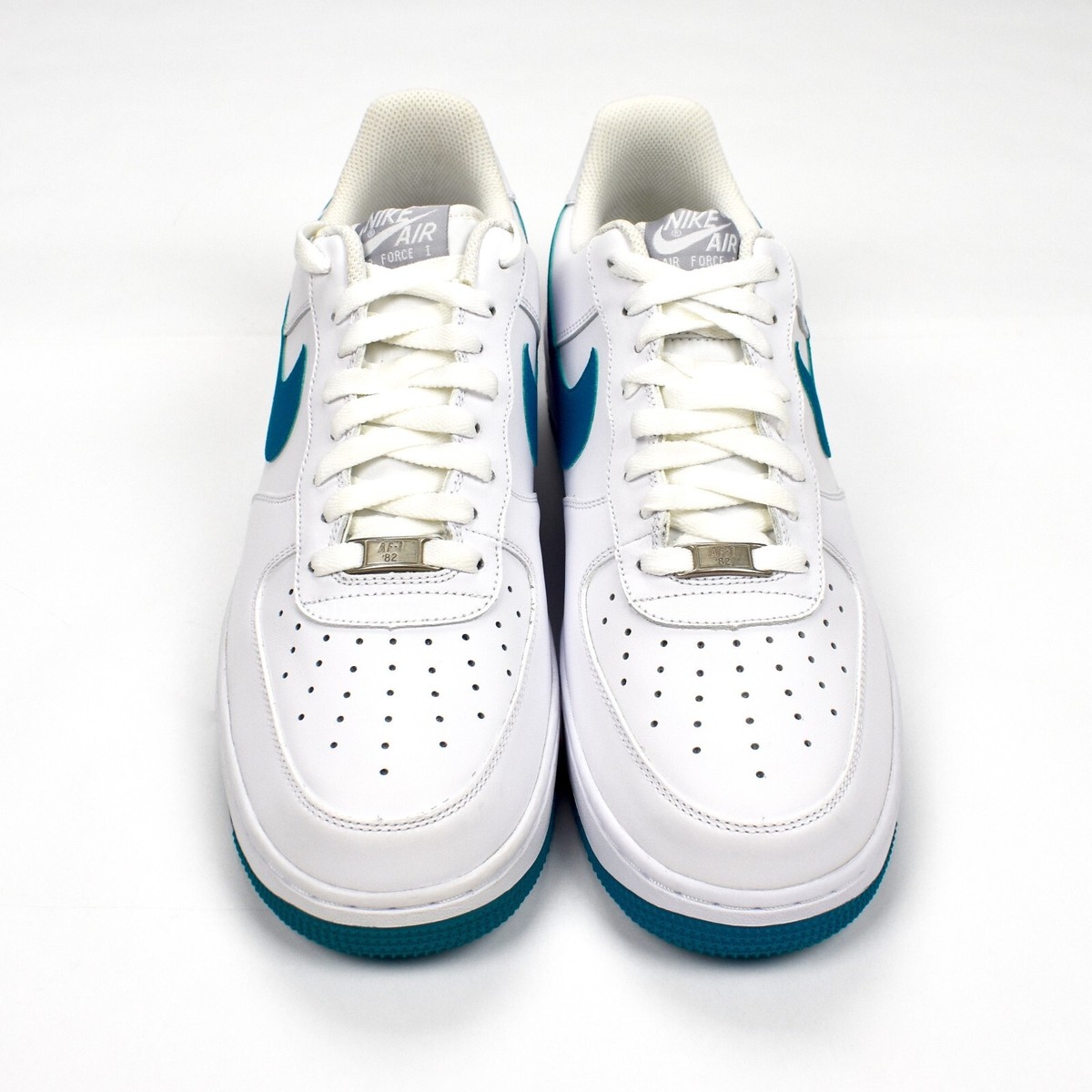 NWT Nike Air Force 1 White Tropical Teal Leather Sneakers  display picture 1