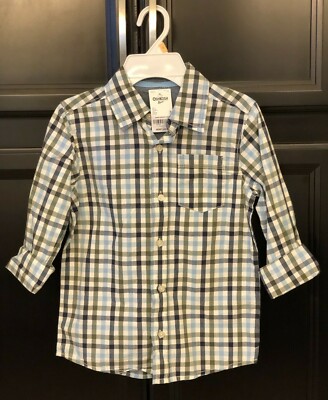 OshKosh B Gosh Boys Plaid Button-Up Shirt -Size 7 - Long Sleeve NWT