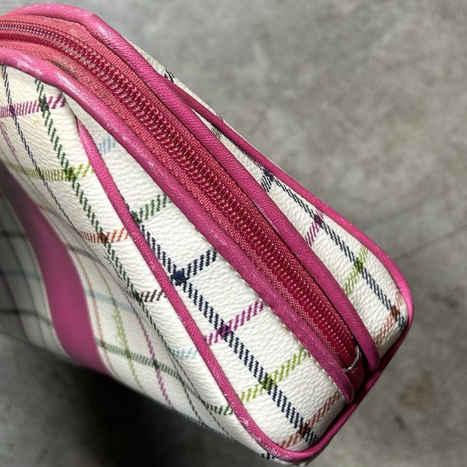 COACH Peyton Tattersall Coated Canvas Leather Cosmetic Clutch Bag eBay