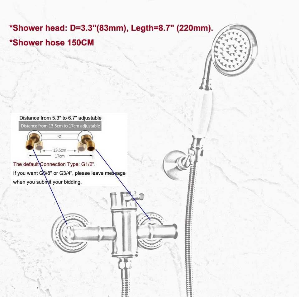 Antique Red Copper Wall Mounted Bathroom Hand Shower Spray Faucet Set ftf259 - Image 3 of 4