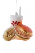 Cody Foster Fast Food Chicken Chick A Sandwich Waffle Fries Glass Ornament