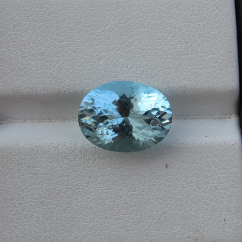 4.2 Cts 12.1x9.2 MM Natural Light Blue Aquamarine Faceted Oval March Birthstone - Picture 2 of 12
