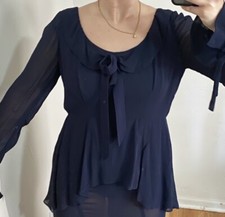 VINTAGE SHEER SUMMER DRESS/ LONG SLEEVE BLUE PURPLE/ SIZE 6/ REFORMATION VIBE