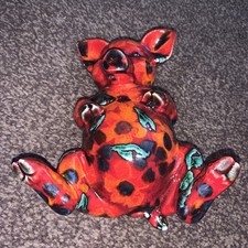 Cute, Anita Harris, Hand Painted Pig, Laying on his Back, Gold Signed Poppy 🌸
