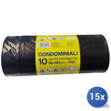 15X Serrures Cisa Sacco Noir Pe Déchets Conf Pz 10 Avec Lien Cm 85X120 -