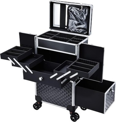 Professional Makeup Artist Rolling Train Case Multi-functional Cosmetic Train