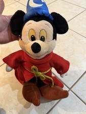 Disney World Parks Fantasia Mickey Mouse Plush Beanie Sorcerer 14 Inch