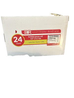 ER Everready 1st Aid Krinkle Gauze Roll 4.5  X 4.1 Yds,24 Count,Latex Free,6 Ply