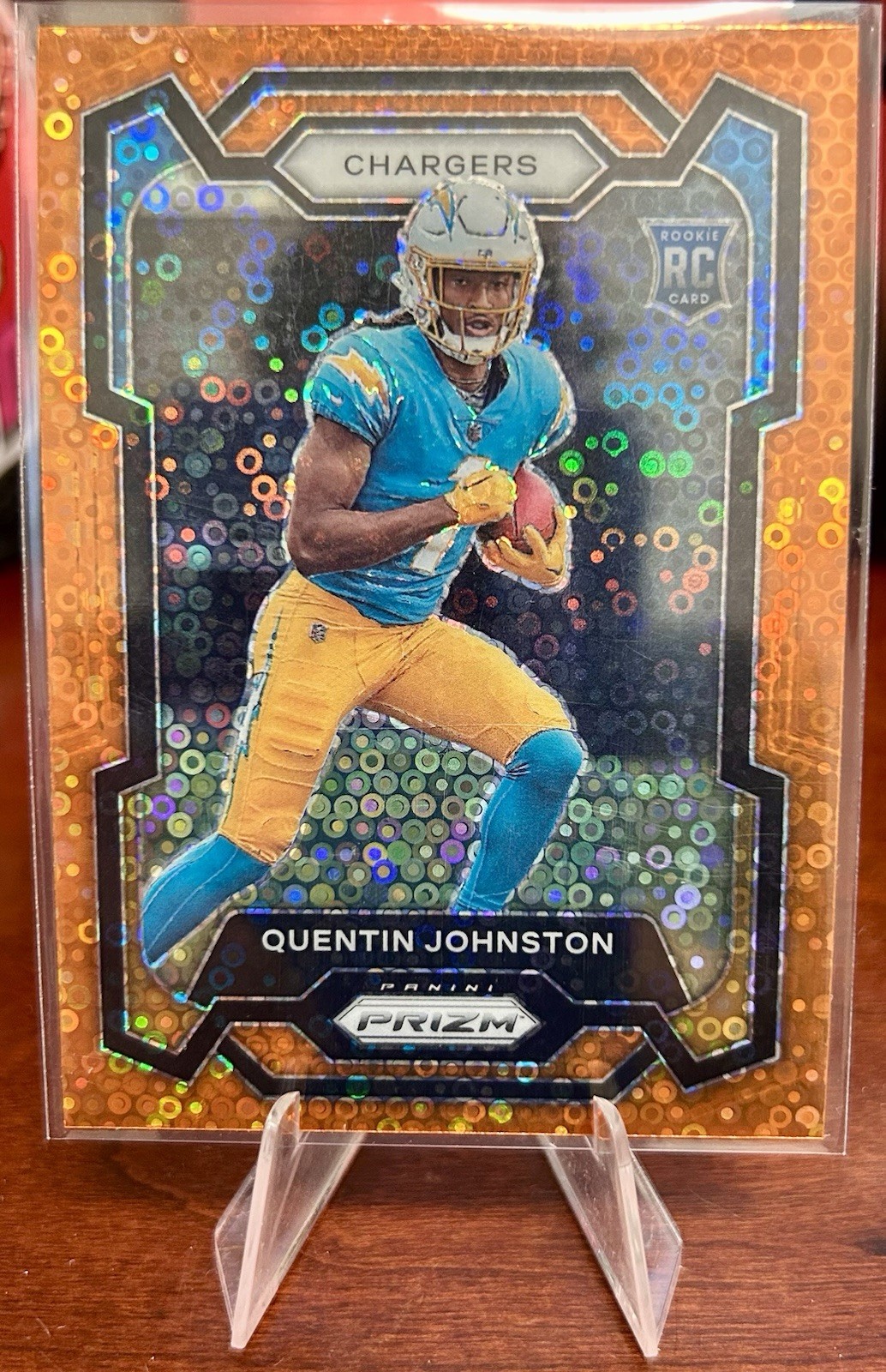 Quentin Johnston 2023 Prizm Football Orange Disco Rookie Football Card #353