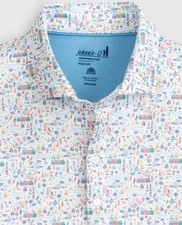 Johnnie-O Performance Polo Mens S Sweet Carolinas UPF 50 Coastal Pattern Shirt