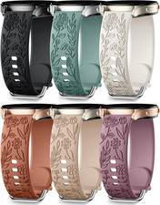 6 Pack Floral Engraved Bands Compatible with Samsung Galaxy Watch 7 Band 6 5 4 A