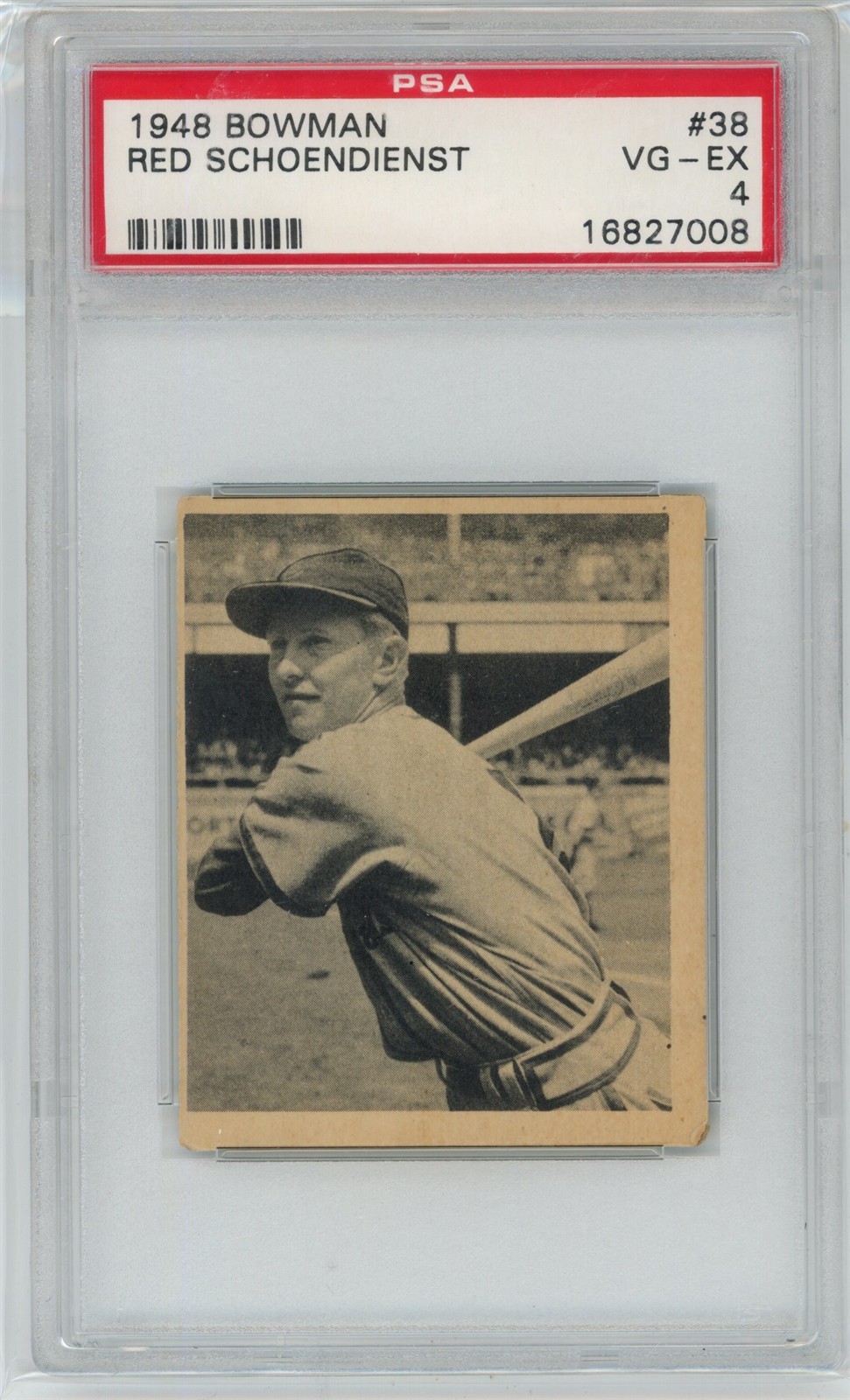 1948 Bowman Baseball RED SCHOENDIENST #38 RC Rookie Cardinals PSA 4 VG-EX L448