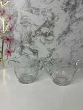 Vintage Glass Creamer & Open Sugar Set Etched Clear Floral Replacement Creamer