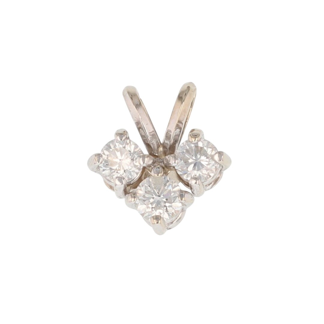 .71ctw Round Cut Diamond Three-Stone Cluster Pendant w/o Chain 14k White Gold