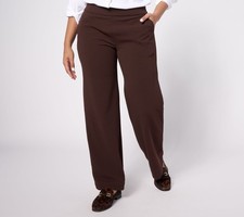 Dennis Basso Women's Pants Sz XS Regular Luxe Crepe Wide Leg Brown A619593
