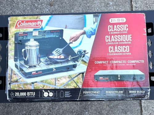 Coleman Classic 2-Burner Propane Camping Stove 20,000 BTU - Green, Tested