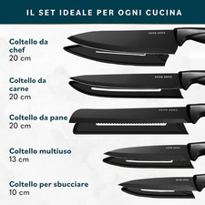 SET 6 PZ COLTELLO BISTECCA KAIMANO LAMA DENTATA 11 5 CM NERO