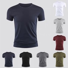 Gym Muscle Men's Short Sleeve T Shirt Summer Plain Casual Tops for Men