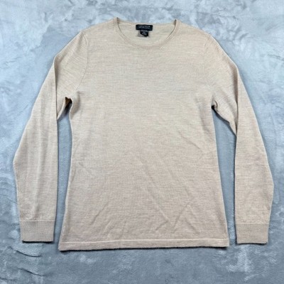Lord & Taylor Sweater Extra fine Merino Wool SZ M tight knit brown