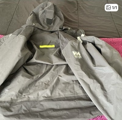 Helly Hansen Men's Waterproof Hooded Reflective Logo Black Rain Jacket