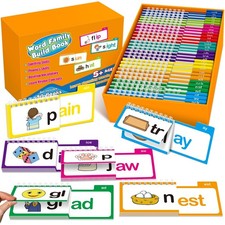 Phonics Flash Cards Word Family Build Book,Learn to Read 30 Read and Rhyme Fl...