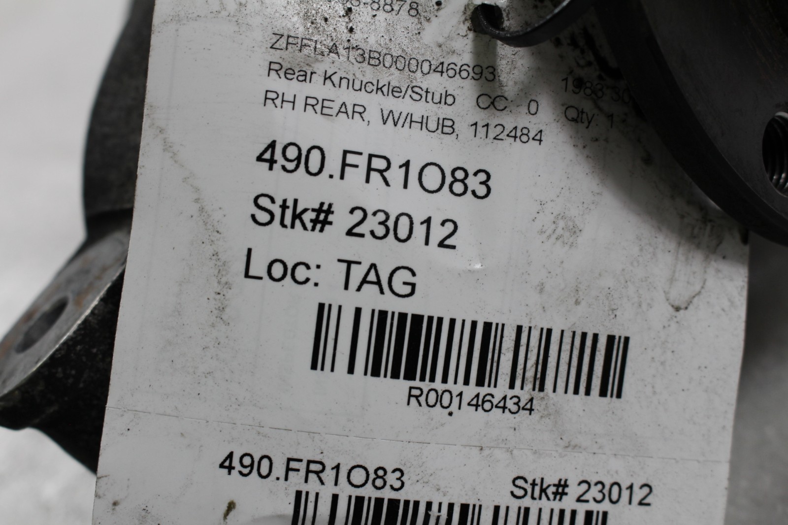 Ferrari 308, RH, Right, Rear Knuckle w/ Hub, Used, P/N 112484