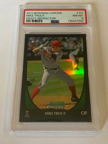 2011 Bowman Chrome Draft REFRACTOR #101 Mike Trout RC PSA 8 Rookie
