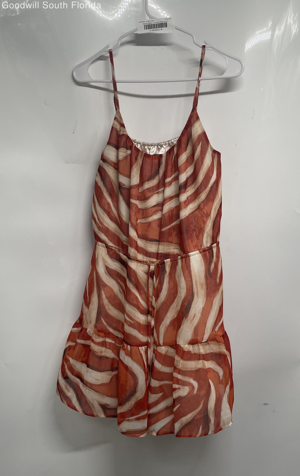 Express Womens Multicolor Animal Print Ruffle Sleeveless One-Piece Romper Size M